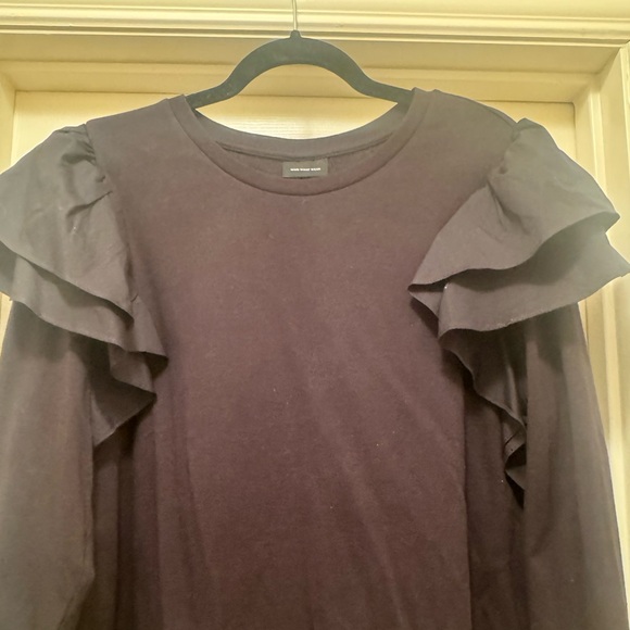 EUC Who What Wear Black Ruffled Long Sleeve Top Size XL - Picture 4 of 5
